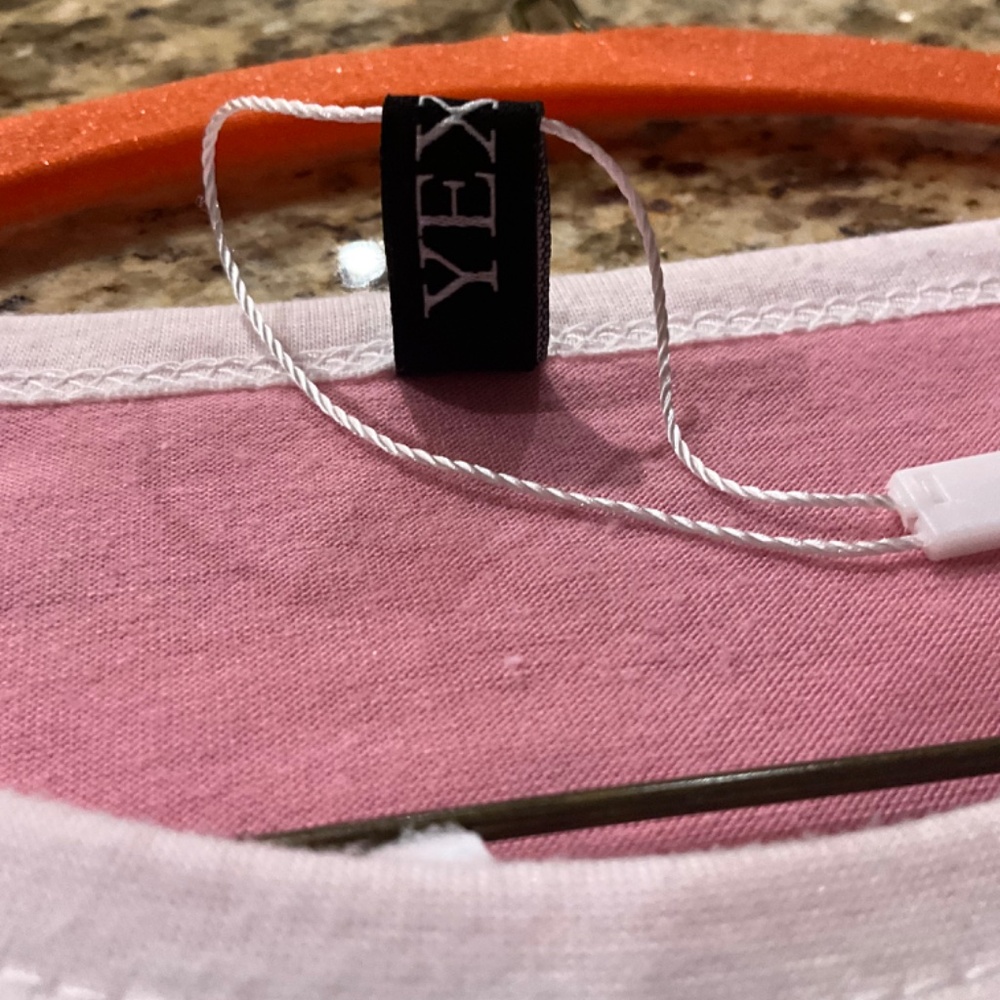 YEXIPO (3/$24) Pink “Bring On The Sunshine” White Trim T-shirt Top Sz S NWOT - Picture 7 of 8
